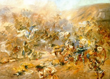 ベリー川の戦い 1905年 チャールズ・マリオン・ラッセル アメリカ・インディアン Oil Paintings